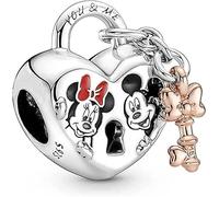Beads R Us ® - Mickey & Minnie Mouse Padlock Charm in Solid Sterling Silver S925, Gold plate and resin, Compatible with all European style Charm Bracelets and Necklaces.