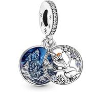 Beads R Us ® - Olaf Double Dangle Charm in Sterling Silver S925, Compatible with European style Charm Bracelets and Necklaces.