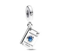Beads R Us ® - Passport Dangle Charm in Sterling Silver Hallmarked S925, Compatible with all European style Charm Bracelets and Necklaces.