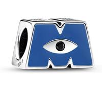 Beads R Us ® Pixar Monsters Inc. Logo Charm in Sterling Silver and Enamel, Compatible with all European style Charm Bracelets, Necklaces & Anklets.