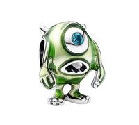 Beads R Us ® Pixar Monsters Inc. Mike Wazowski Charm in Sterling Silver S925 and Enamel, Compatible with all European style Charm Bracelets, Necklaces & Anklets.