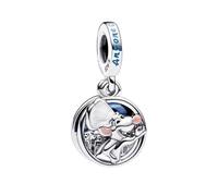 Beads R Us ® Remy double dangle Charm in Sterling Silver S925 and Enamel, Compatible with all European style Charm Bracelets, Necklaces & Anklets.