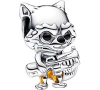 Beads R Us ® Rocket Raccoon Charm, He is crafted in sterling silver with hand-applied enamel - Compatible with all European style Charm Bracelets, Necklaces and Anklets.