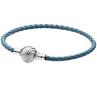 Beads R Us ® - Sterling Silver Seashell Clasp Turquoise Braided Leather Charm Bracelet For Pandora Style European Charms, Clips and beads. 5 Size's Available. (23cm)