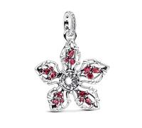 Beads R Us ® - stranger things Demogorgon pendant charm Bead with flower like jewelled head, in Solid Sterling Silver Hallmarked S925, Compatible with all European style Charm Bracelets and Necklaces.