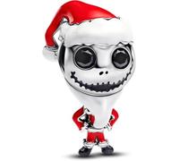 Beads R Us ® - The Nightmare Before Christmas Jack Skellington Charm in Solid Sterling Silver S925 with beautiful enameling, Compatible with all European style Charm Bracelets and Necklaces.