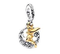 Beads R Us ® - Tinker Bell Celestial Night Dangle Charm crafted in Sterling Silver and 14K Gold Plate Compatible with all European style Charm Bracelets, Necklaces and Anklets.