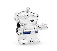 Beads R Us ® - Toy Story Alien Charm/Bead in Solid Sterling Silver Hallmarked 925 and coloured Enamel, Compatible with all European style Charm Bracelets and Necklaces.