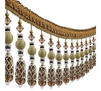 Beads Tassel Fringe Trim Drapery Fringe Trimming Decorative Curtain Tassels Fringe Lampshades Boho Trim Embellished Sewing Trimming Upholstery Drapery 3 Yards (Brown)
