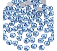 Beadsland 1440 PCS Flat Back Crystal Rhinestones Round Gems for Nail Art and Craft Glue Fix,Light Blue(SS6(1.9-2.1mm))