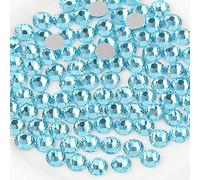 Beadsland 288 PCS Flat Back Crystal Rhinestones Round Gems for Nail Art and Craft Glue Fix,Aquamarine(SS30(6.3-6.5mm))