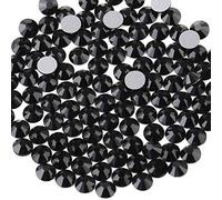 Beadsland 288 PCS Flat Back Crystal Rhinestones Round Gems for Nail Art and Craft Glue Fix, Black (SS30(6.4-6.6mm))