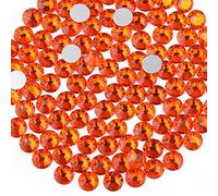Beadsland 288 PCS Flat Back Crystal Rhinestones Round Gems for Nail Art and Craft Glue Fix, Orange (SS30(6.3-6.5mm))