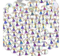 Beadsland 288 PCS Flat Back Crystal Rhinestones Round Gems for Nail Art Glue Fix, CrystalAB (SS30(6.3-6.5mm))