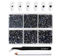 Beadsland 4300pcs Flatback Nail Rhinestones,Dark Blue Rhinestones Nail Gems Round Crystal for Crafts,Mixed 6 Sizes with Picking Tweezers and Wax Pencil Kit,SS6-SS20,Montana