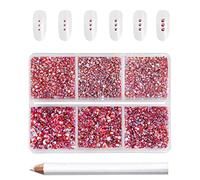 Beadsland 7200 Pcs Flatback Rhinestones for Nails,Orange AB Round Small Crystal Rhinestones Gems for Crafts,Mixed 6 Sizes with Wax Pencil Kit,SS3-SS10,Hyacinth AB