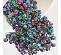 Beadsland Hotfix Rhinestones, 288pcs Flatback Crystal Rhinestones for Crafts Clothes DIY Decorations, Green Volcano, SS30, 6.3-6.5mm