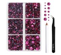 BEADSLAND Hotfix Rhinestones,4000 PCS Hot Pink Rhinestones for Clothes Crafts Mixed 6 Sizes with Wax Pencil and Tweezers Kit,SS6-SS30,Fuchsia
