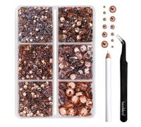BEADSLAND Hotfix Rhinestones,4000 PCS Light Peach Rhinestones for Clothes Crafts Mixed 6 Sizes with Wax Pencil and Tweezers Kit,SS6-SS30,Champagne