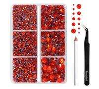 BEADSLAND Hotfix Rhinestones, 4000 PCS Orange Rhinestones for Clothes Crafts Mixed 6 Sizes with Wax Pencil and Tweezers Kit, SS6-SS30, Hyacinth