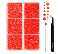 BEADSLAND Hotfix Rhinestones,4000 PCS Orange Rhinestones for Clothes Crafts Mixed 6 Sizes with Wax Pencil and Tweezers Kit,SS6-SS30,Neon Orange