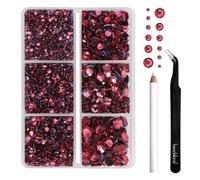 BEADSLAND Hotfix Rhinestones,4000 PCS Rose Rhinestones for Clothes Crafts Mixed 6 Sizes with Wax Pencil and Tweezers Kit,SS6-SS30,Rose
