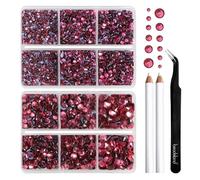 BEADSLAND Hotfix Rhinestones,6080PCS Rose Rhinestones for Clothes Crafts Mixed 6 Sizes with Wax Pencil and Tweezers Kit,SS6-SS30,Rose