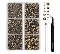 Beadsland Hotfix Rhinestones Set,Aurum,Mixed 6 Sizes 4000 PCS