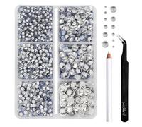 Beadsland Hotfix Rhinestones Set,Crystal,Mixed 6 Sizes 4000 PCS