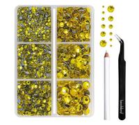 Beadsland Hotfix Rhinestones Set,Lemon Yellow,Mixed 6 Sizes 4000 PCS