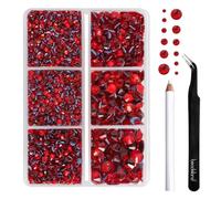 Beadsland Hotfix Rhinestones Set,Light Siam,Mixed 6 Sizes 4000 PCS
