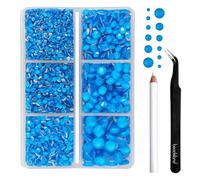 Beadsland Hotfix Rhinestones Set,Neon Blue,Mixed 6 Sizes 4000 PCS