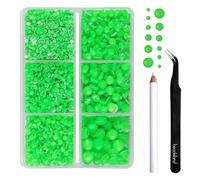 Beadsland Hotfix Rhinestones Set,Neon Green,Mixed 6 Sizes 4000 PCS