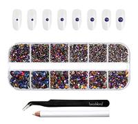 Beadsland Rhinestones for Makeup,8 Sizes 2500pcs Blue Flatback Rhinestones Face Gems for Nails Crafts with Tweezers and Wax Pencil,Blue Volcano,SS4-SS30