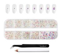 Beadsland Rhinestones for Makeup,8 Sizes 2500pcs Crystal Flatback Rhinestones Face Gems for Nails Crafts with Tweezers and Wax Pencil,Transparent AB,SS4-SS30