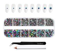 Beadsland Rhinestones for Makeup,8 Sizes 2500pcs Green Flatback Rhinestones Face Gems for Nails Crafts with Tweezers and Wax Pencil,Green Volcano,SS4-SS30