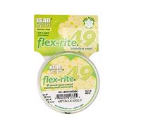 Beadsmith Flex-Rite Beading Wire, 49 Strand .014" Thick, 30 Foot Spool, Metallic Satin Gold