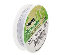 Beadsmith Flex-Rite Beading Wire, 49 Strand .018" Thick, 10 Foot Spool, Pearl Silver