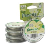 Beadsmith Flex Rite Flex Rite Beading Stringing Wire 30 Feet Nylon Coated Stainless Steel 7 Strand Tigertail 8Lb Break 0.014 Clear Coat