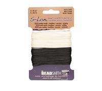 Beadsmith S-Lon Tex210 Medium Weight Bead Cord - Black & White