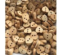 Beads'n'Bits - 40 Rustic Natural Coloured Wooden Heart Buttons Deal for Sewing, Paper Crafts, Scrapbooking