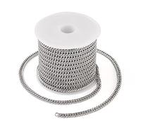 Beadthoven 1 Roll 16.40 Feet Stainless Steel Curb Chains 3.8x1.5mm Unwelded Twisted Metal Bracelets Necklaces Link Chains with Spool for Women Men Jewelry Making