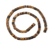 Beadthoven 1 Strand Gemstone Tila Beads Natural Tiger Eye 2-Hole Square Seed Beads Carrier Beads for Multi-Strand Bracelet Necklace Crafts Jewelry Making