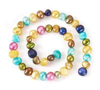 Beadthoven 1 Strand Natural Cultured Freshwater Pearl Beads Colorful Dyed Baroque Potato Shape Freshwater Pearl Beads for Necklace Bracelet Jewelry Making, Hole: 0.8mm