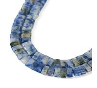 Beadthoven 1 Strand Natural Gemstone Tila Beads Blue Spot Jasper 2-Hole Square Seed Beads Carrier Beads for Multi-Strand Bracelet Necklace Crafts Jewelry Making, 150pcs