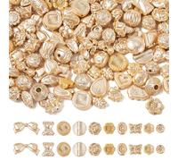 Beadthoven 100G Assorted Bohemia Acrylic Beads for Jewelry Making, Pearl Luster Opaque Vintage Aesthetic Spacers Silver Plated Imitated Czech Beads for Bracelets Necklace DIY Crafts Champagne Gold