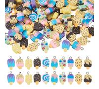 Beadthoven 100Pcs 10 Colors Ice-Lolly Polymer Clay Charms Dangle Beads Tiny Cute Food Sweet Dessert Pendants Colorful Ice Cream Charm with Loop for Jewelry Making Necklace Earrings Bracelets Ornaments