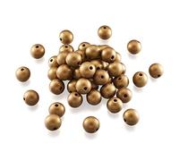 Beadthoven 100pcs 25mm Gold Wood Beads, Natural Large Hole Round Wooden Ball Spacers Loose Beads 5mm Hole for Macrame Garland Jewellery Craft Making