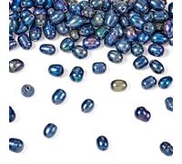 Beadthoven 100pcs 7-10mm Natural Cultured Freshwater Pearl Beads 1.8mm Large Hole Rice Oval Pearl Beads for DIY Necklace Bracelets Beading Jewelry Crafts Making, Black