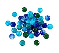 Beadthoven 100pcs 8mm Crystal Crackle Glass Beads Mixed Round Loose Chunky Bubblegum Ball Beads Charms for Bracelets Jewelry Making, Ocean Mix